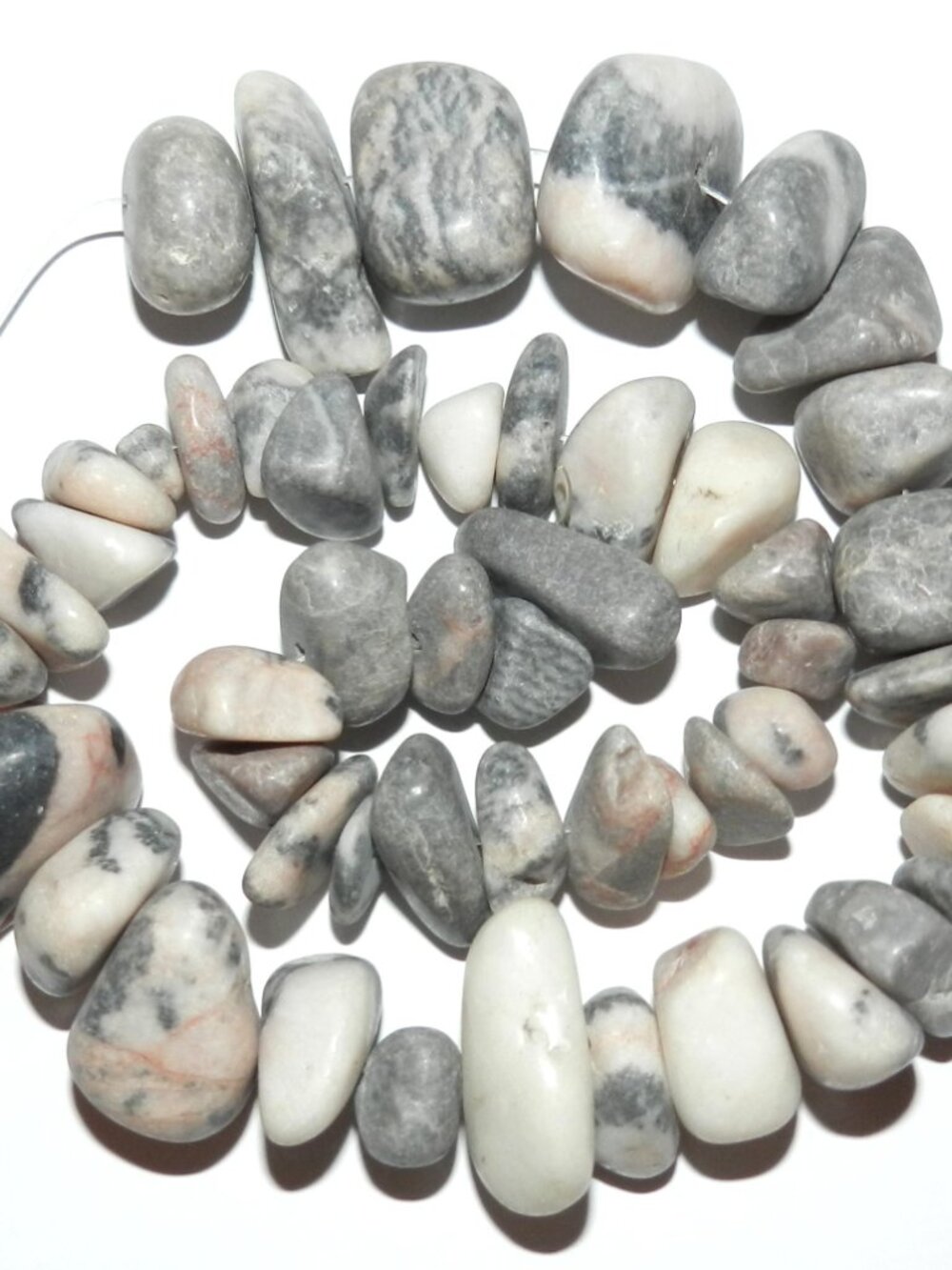 NG2126 Desert Pink Zebra Marble X-Large 10mm - 20mm Chip Gemstone Beads 16" - Picture 2 of 2